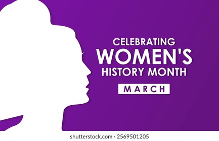 Women's History month is observed every year in March banner design and background design template. The event brings together women of all ages, nationalities, and religions.