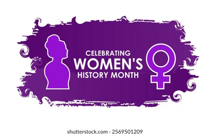 Women's History month is observed every year in March banner design and background design template. The event brings together women of all ages, nationalities, and religions.