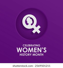 Women's History month is observed every year in March banner design and background design template. The event brings together women of all ages, nationalities, and religions.