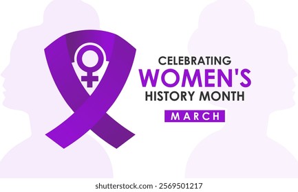 Women's History month is observed every year in March banner design and background design template. The event brings together women of all ages, nationalities, and religions.