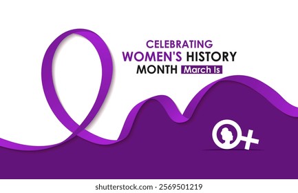 Women's History month is observed every year in March banner design and background design template. The event brings together women of all ages, nationalities, and religions.