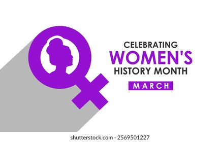 Women's History month is observed every year in March banner design and background design template. The event brings together women of all ages, nationalities, and religions.