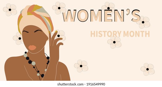 Women's History Month. Women's rights. Girl power in world. Poster, postcard, banner. Vector illustration.  Annual declared month that highlights the contributions of women to events in history 