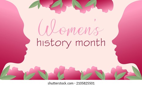 Monat der Frauengeschichte. Vektorwebbanner, Poster, Flyer, Grußkarte für soziale Medien mit dem Text Women's History Monte, Marsch