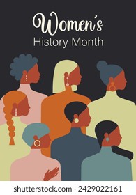 Women's History Month. Women of different ages, nationalities and religions come together. Vector.
