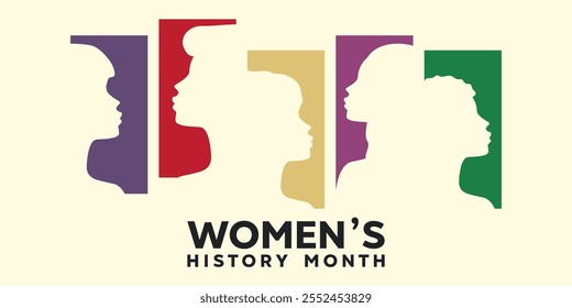 Women's History Month. Women in rainbow colour. Great for cards, banners, posters, social media and more. White background.