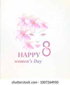 Women's holiday on March 8. Greeting card vector