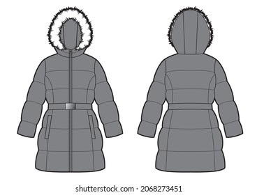 Women's Hooded With Fur Down Jacket With Fur.