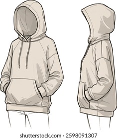 Women's Hoodie Apparel Front and Side Views 