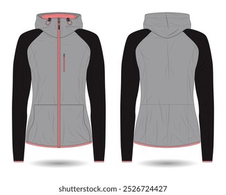 Damen Kapuzenjacke mockup Vorder- und Rückseite