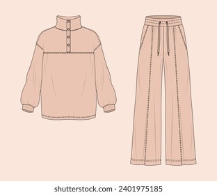 WOMEN'S HOODIE AND TROUSERS VECTOR FILE