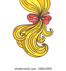 women's horsetail hairstyle. view from the back. vector illustration