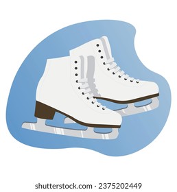 Women's ice skates on a blue background