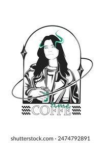 Women's illustration designs with a modern aesthetic style for t-shirts, hoodies, jackets, posters and others