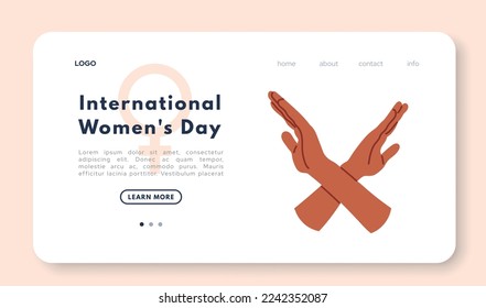 Women's international day. Crossed arms to support gender equality. Flat vector illustration isolated on white background