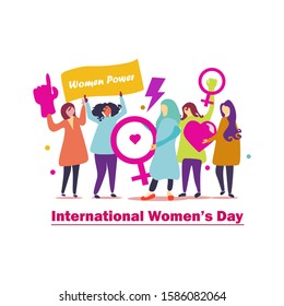women's international day vector banner in flat design style