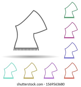 Women's jacket in multi color style icon. Simple thin line, outline vector of summer clothes icons for ui and ux, website or mobile application