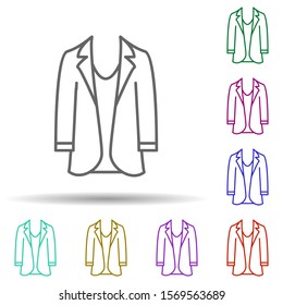 Women's jacket in multi color style icon. Simple thin line, outline vector of summer clothes icons for ui and ux, website or mobile application