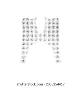 The women's jacket symbol filled with black dots. Pointillism style. Vector illustration on white background