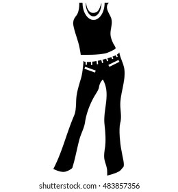 Womens jeans and top icon in simple style isolated on white background. Clothing symbol vector illustration