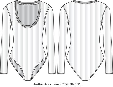 womens jersey bodysuit technical drawing 