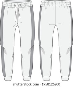 Women's jogger pant with side detail vector technical sketch 