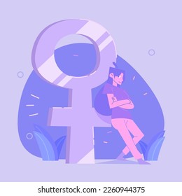 Women's Journey to Equality: A Flat Vector Design of a Woman Walking Tall on International Women's Day