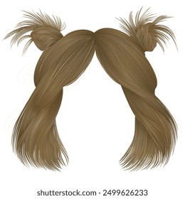 women's kare hairstyle  with two buns  hairs blond  colors .
 women fashion beauty style .