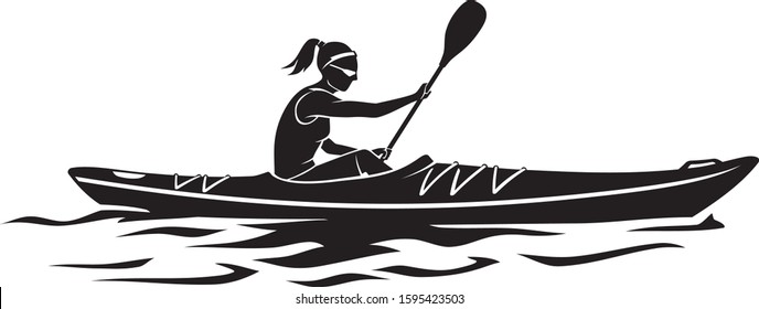 Women's Kayak Boat Race Silhouette