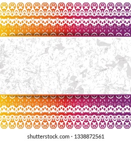Women's lace seamless background. Floral exquisite vintage pattern, wide handmade ornament. Ethnic fabrics, motifs for clothing, clothing, packaging, signage and website. Rainbow color. Vector EPS 10