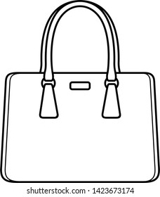 Women's laptop tote bag. Vector outline icon isolated on white background.