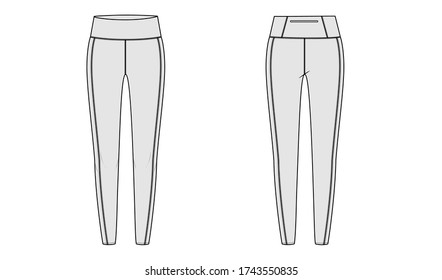 Women's leggings front and back view line art