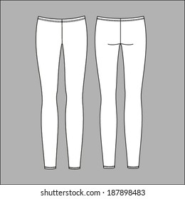 Women's leggings in front and back views. Vector illustration. Isolated on gray.