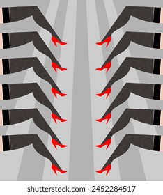 Women's legs background. Cabaret backdrop