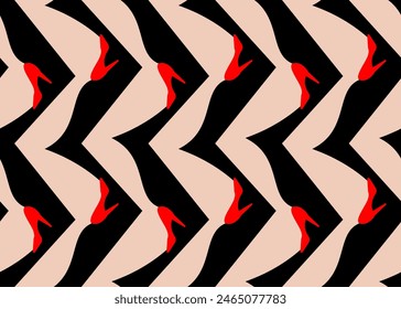 Women's legs pattern seamless. Cabaret feet background