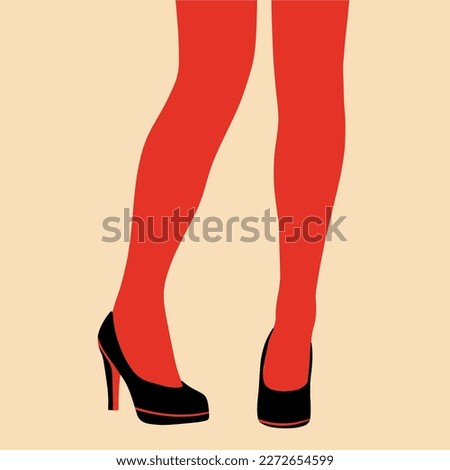 Women's legs in tights and shoes. Vector illustration in flat style