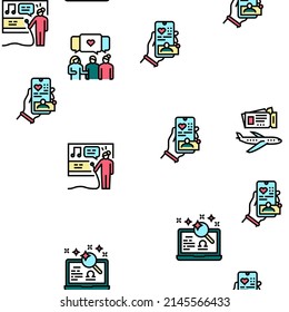 Womens Leisure Time Vector Seamless Pattern Thin Line Illustration