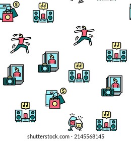 Womens Leisure Time Vector Seamless Pattern Thin Line Illustration