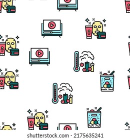 Womens Leisure Time Vector Seamless Pattern Thin Line Illustration