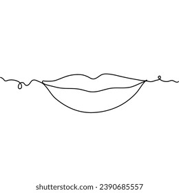Los labios de las mujeres dibujados en el estilo de una sola línea. Limite el arte de dibujo de una sola línea. Elemento minimalista y abstracto de la belleza. Aislado sobre un fondo blanco. Ilustración vectorial.