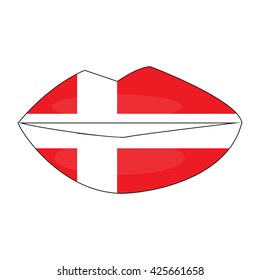 Women's lips, and the flag of Denmark.