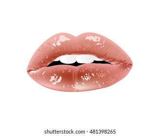 Women's lips on white background