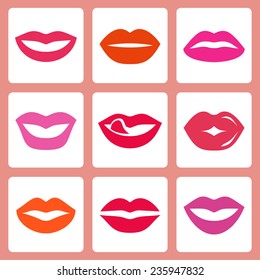 Women's lips vector icon set