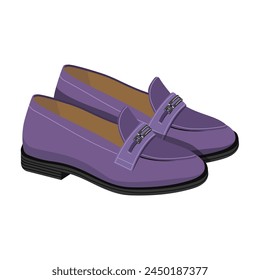 Damenschuhe mit lila Farbe, isoliert auf weißem Hintergrund. Vektorillustration von Damenschuhen.