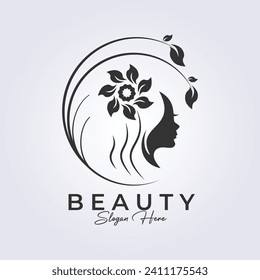 The women's logo design is suitable for use as a symbol for natural beauty care vector illustration