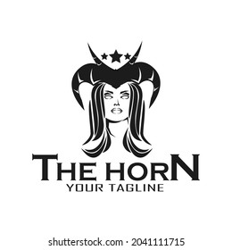 Women's logo with a horn on the head, suitable for your industry in any field.