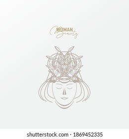 Women's logo, inspired by a women's logo using a natural leaf crown
