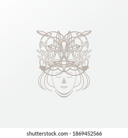 Women's logo, inspired by a women's logo using a natural leaf crown