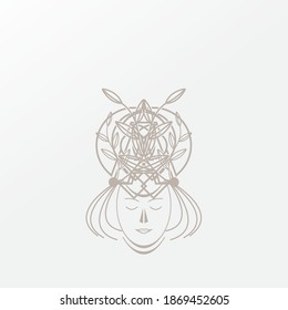 Women's logo, inspired by a women's logo using a natural leaf crown