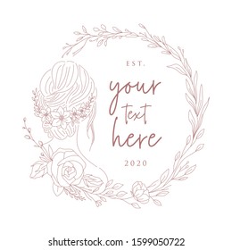 women's logos with flower decorations that can also be used for wedding invitation designs, greeting cards, and can also be used for print and digital products